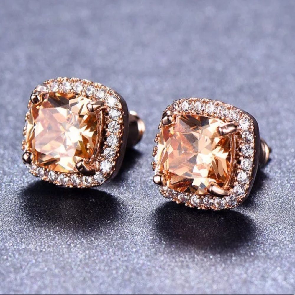The Champagne Square Earrings 18K Rose Gold